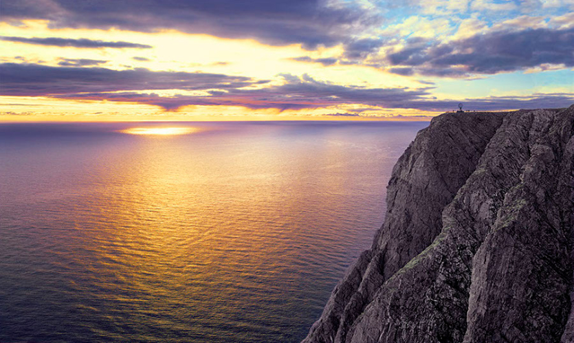 Nordkap at midnight, June 21st. the sun is shining directly from north pole! North Norway 